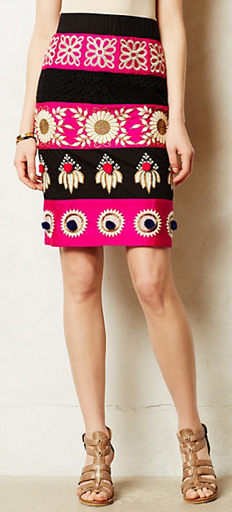Embroidered Catrina Pencil Skirt
