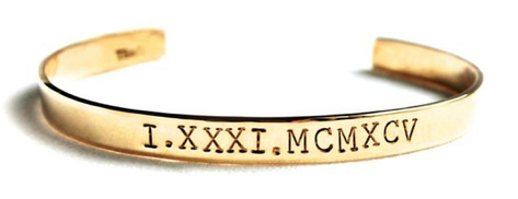 Roman Numeral Hand Stamped Brass Cuff