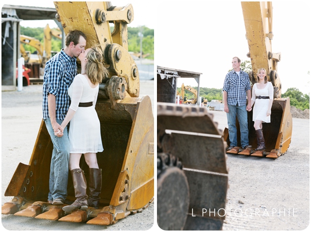 L Photographie St. Louis wedding photography engagement photos outdoor engagement session CAT tractors dogs custom sign 04.jpg