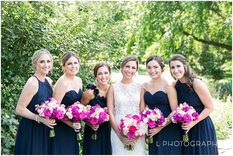 Kate Hayes,L Photographie,L Photographie weddings,Lafayette Park,Lafayette Square,Marine wedding,Marines,Meredith Marquardt,Ninth Street Abbey,Saint Louis wedding,Soulard,Westin Hotel,first look,hot pink bouquet,hot pink flowers,military exit,navy bridesmaid dress,summer wedding,